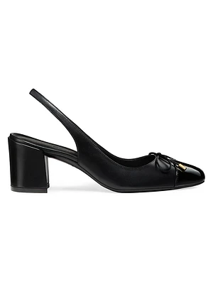 Sleek Bow 50MM Leather Slingback Pumps