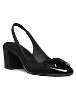 Sleek Bow 50MM Leather Slingback Pumps