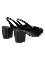 Sleek Bow 50MM Leather Slingback Pumps