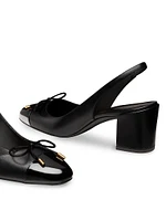 Sleek Bow 50MM Leather Slingback Pumps