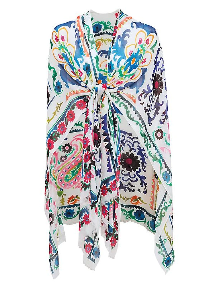 Ruby Paisley Floral Scarf Cover-Up