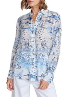 Carrie Beach Volleyball Silk-Blend Shirt