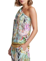 Addie Floral Silk-Blend One-Shoulder Top