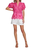 Mila Lace Puff-Sleeve Blouse