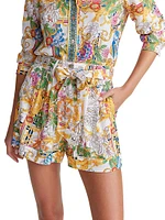 Raisa Baroque Floral Belted Shorts