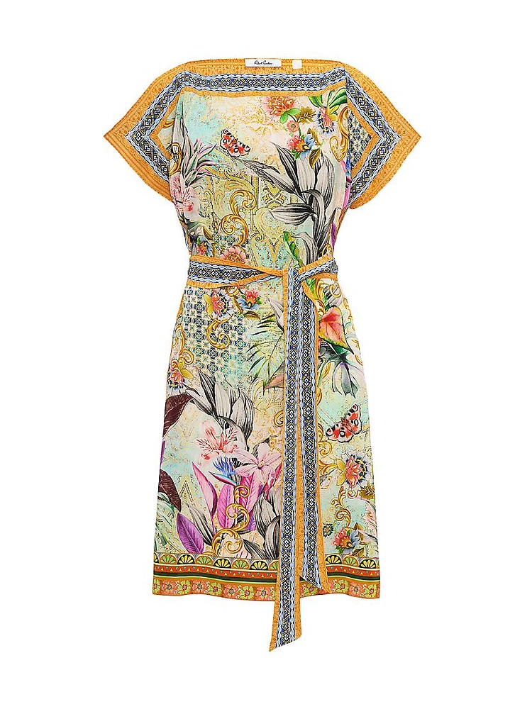 Kendall Baroque Floral Silk-Blend Minidress