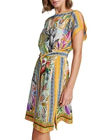 Kendall Baroque Floral Silk-Blend Minidress