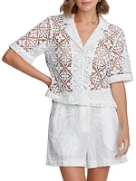 Gemma Geometric Lace Palm Shirt