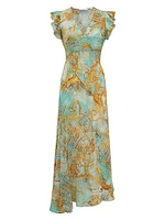 Leighton Baroque Silk-Blend Midi-Dress