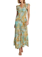 Leighton Baroque Silk-Blend Midi-Dress