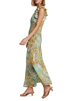 Leighton Baroque Silk-Blend Midi-Dress