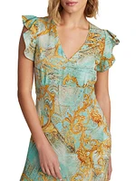 Leighton Baroque Silk-Blend Midi-Dress