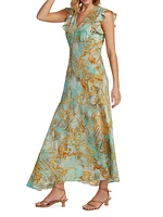 Leighton Baroque Silk-Blend Midi-Dress