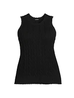 Frayed Cable-Knit Sleeveless Top