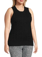 Frayed Cable-Knit Sleeveless Top