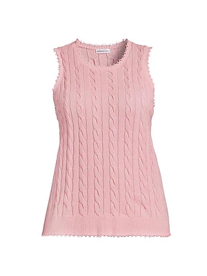 Frayed Cable-Knit Sleeveless Top