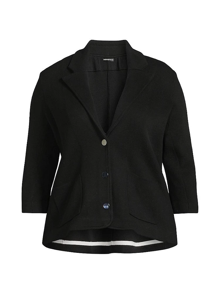 Cotton-Blend Knit Single-Breasted Blazer