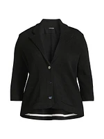 Cotton-Blend Knit Single-Breasted Blazer