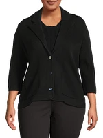 Cotton-Blend Knit Single-Breasted Blazer