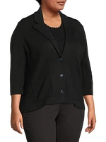 Cotton-Blend Knit Single-Breasted Blazer