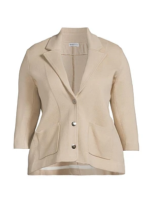 Cotton-Blend Knit Single-Breasted Blazer