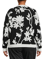 Floral Cotton-Blend Crewneck Sweater