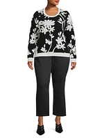 Floral Cotton-Blend Crewneck Sweater