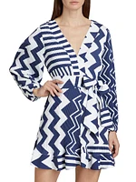 Liv Patchwork Chevron Pleated Dress