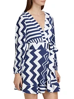 Liv Patchwork Chevron Pleated Dress