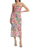 Cascading Floral Embroidered Dress