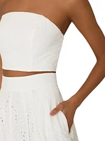 Butterfly Eyelet Strapless Crop Top