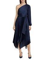 Christa Pleated One-Shoulder Dress