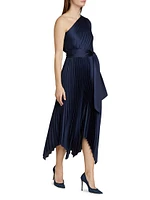 Christa Pleated One-Shoulder Dress