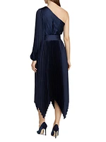 Christa Pleated One-Shoulder Dress