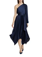 Christa Pleated One-Shoulder Dress