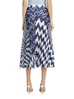 Otha Patchwork Chevron Pleated Maxi Skirt