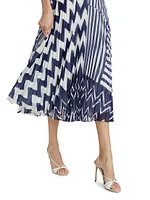 Otha Patchwork Chevron Pleated Maxi Skirt