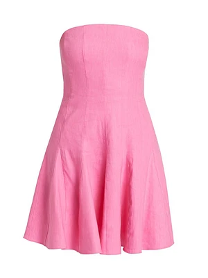 Cameron Solid Linen Strapless Dress