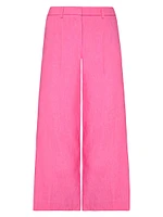 Linen-Blend Wide-Leg Crop Pants