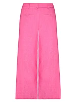 Linen-Blend Wide-Leg Crop Pants