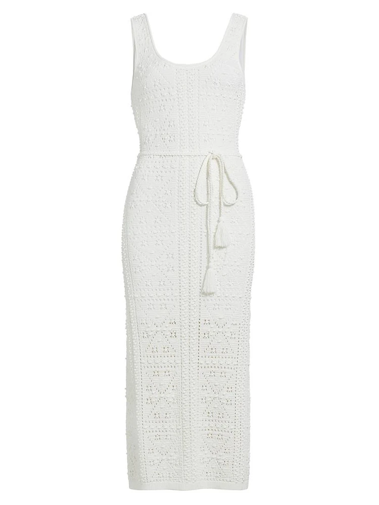 Bubble Pointelle Knit Midi-Dress