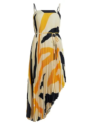 Irene Zebra Pleated Dress