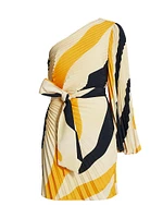 Linden Zebra Pleated One-Shoulder Dress