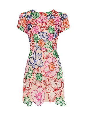 Kyla Floral-Embroidered Minidress