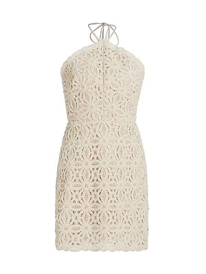 Celeste Beaded Crochet Halterneck Dress