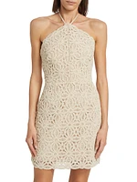 Celeste Beaded Crochet Halterneck Dress