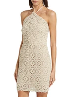 Celeste Beaded Crochet Halterneck Dress