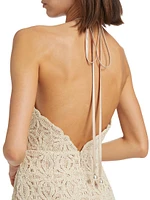 Celeste Beaded Crochet Halterneck Dress