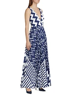 Oria Patchwork Chevron Dress