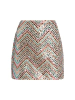 Chevron Sequined Miniskirt